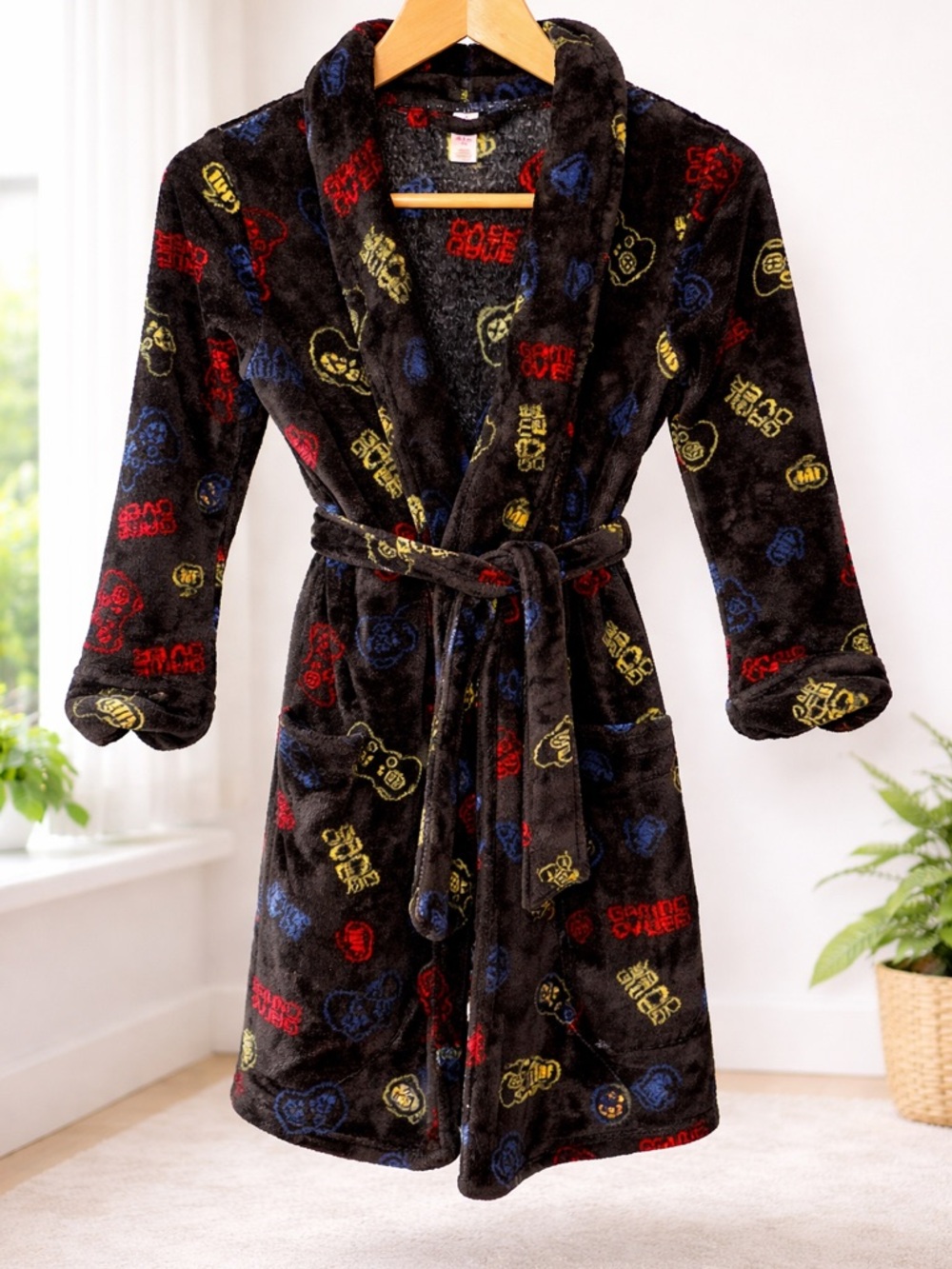Joe Fresh Kids Gamer Robe Boys 7/8 Plush Fleece Controller Bathrobe Medium